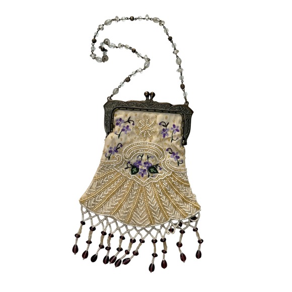 Vintage Victorian Regency-Inspired Beaded Evening Bag wristlet Hopeless Romantic - Picture 1 of 10